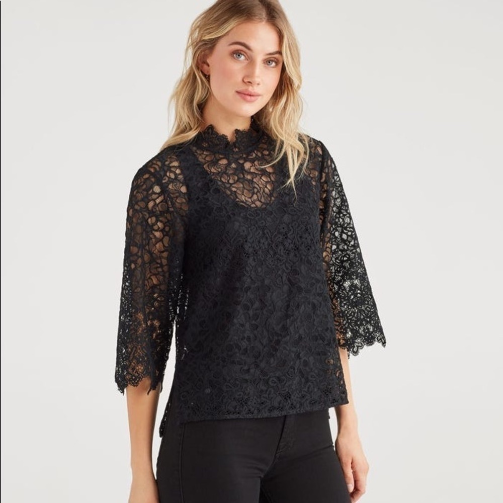 7 For All Mankind Scallop Lace Top